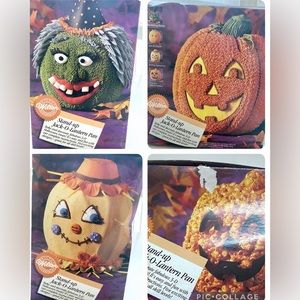 Vintage Wilton's  Jack O Lantern, witch , scarecrow cake pan w/ Instructions